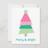 明るいモダンメリーミニマルなピンクの緑の木 シーズンカード (正面)