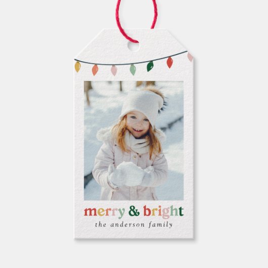 明るいモダン写真の休日 ギフトタグ (正面)