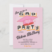 明るいモダン卒業はっきりしたパーティーキャップ 招待状 (正面)