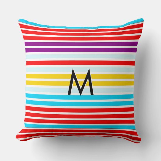 明るいモダン夏ストライプのパターン（の模様が）ある数々の色 クッション (正面)