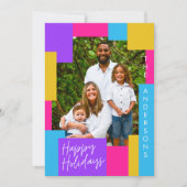 明るいモダン抽象芸術カラフルのクリスマス写真 シーズンカード (正面)