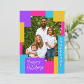 明るいモダン抽象芸術カラフルのクリスマス写真 シーズンカード (スタンド正面)