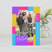 明るいモダン抽象芸術カラフルのクリスマス写真 シーズンカード (スタンド正面)