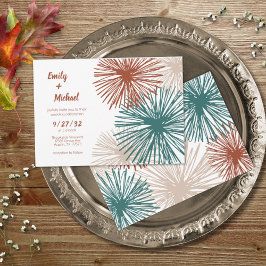 明るいモダン抽象芸術ダークティール（緑がかった色）銅ビスク 招待状