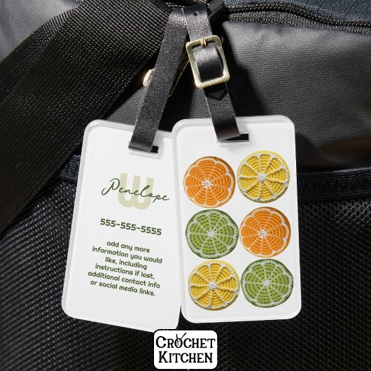 明るいモダン新しミニマルいクロシェのフルーツスライス ラゲッジタグ