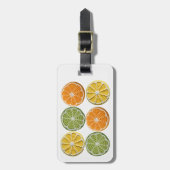 明るいモダン新しミニマルいクロシェのフルーツスライス ラゲッジタグ (正面縦)