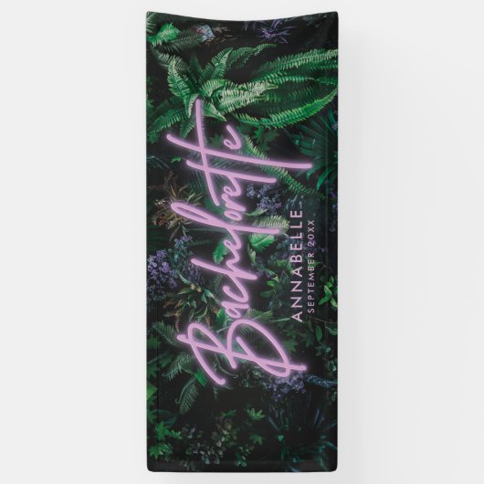 明るいモダン紫のネオガーリーバチェロレッテバンク 横断幕 (縦)