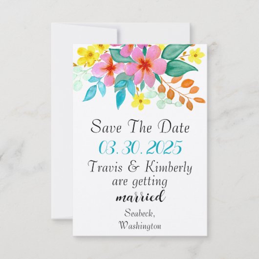 明るいモダン色の水彩花模様 (正面)