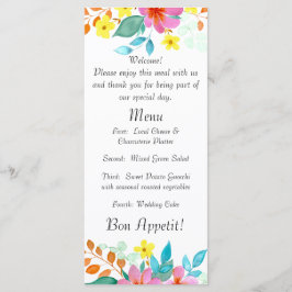 明るいモダン色の水彩花模様 メニュー