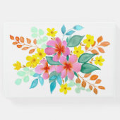 明るいモダン色の水色フローラ ゲストブック (裏面)