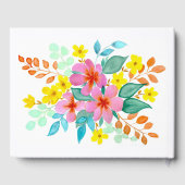 明るいモダン色の水色フローラ ゲストブック (裏面)