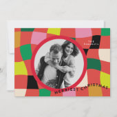 明るいモダン色数々ののブロックの円写真 シーズンカード (正面)