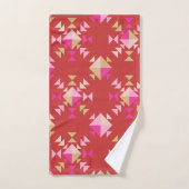 明るいモダン赤の幾何形状パターン バスタオルセット (ハンドタオル)