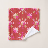 明るいモダン赤の幾何形状パターン バスタオルセット (ウォッシュタオル)