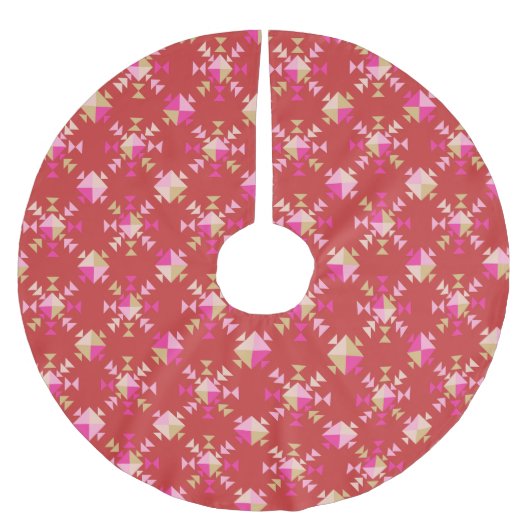 明るいモダン赤の幾何形状パターン ブラッシュドポリエステルツリースカート (正面)