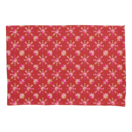 明るいモダン赤の幾何形状パターン 枕カバー (正面左)