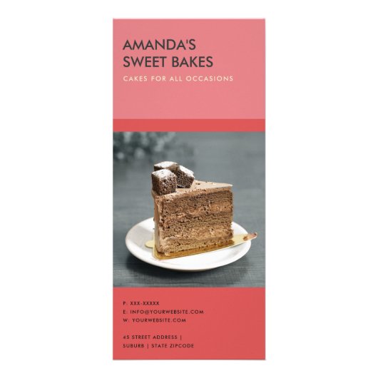 明るいモダン赤はっきりしたピンクベーカリー価格サービス ラックカード (裏面)