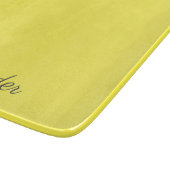 明るいモダン黄色のテンプレート、黒のスクリプト カッティングボード (角)