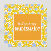 明るいモダン黄色のデイジー花嫁の提案 招待状 (正面/裏面)
