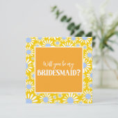 明るいモダン黄色のデイジー花嫁の提案 招待状 (スタンド正面)