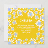 明るいモダン黄色のデイジー花嫁の提案 招待状 (裏面)