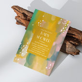 明るいモダン黄色の緑の油色彩の鮮やかの赤んだシャワー 招待状