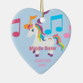 明るいユニコーンの虹音楽は姉妹のオーナメントに注意します セラミックオーナメント (右)