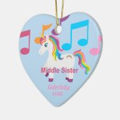 明るいユニコーンの虹音楽は姉妹のオーナメントに注意します セラミックオーナメント (左)
