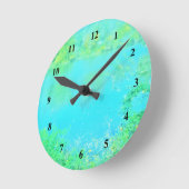 明るいユニーク緑の自然 ラウンド壁時計 (傾斜)