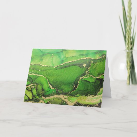 明るいユニーク緑色の黒い金ゴールドノートカード サンキューカード (正面)