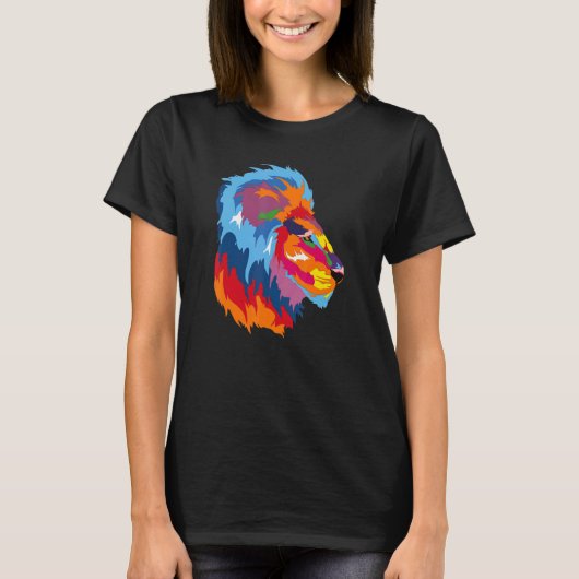 明るいライオンカラフル頭 Tシャツ (正面)