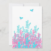 明るいライトアカウブルー熱いピンク野生の花ミツバチ 招待状 (裏面)