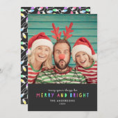 明るいライトオン石板独身のフォトホリデーカード シーズンカード (正面/裏面)