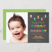 明るいライトチャルクボードホリデーフォトカード シーズンカード (正面/裏面)