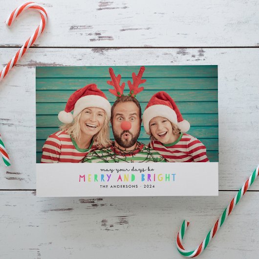 明るいライト水平独身のフォトホリデーカード シーズンカード