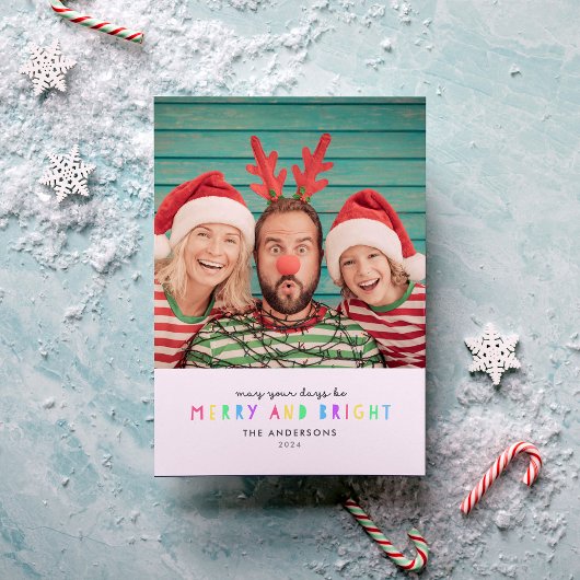 明るいライト独身のフォトホリデーカード シーズンカード