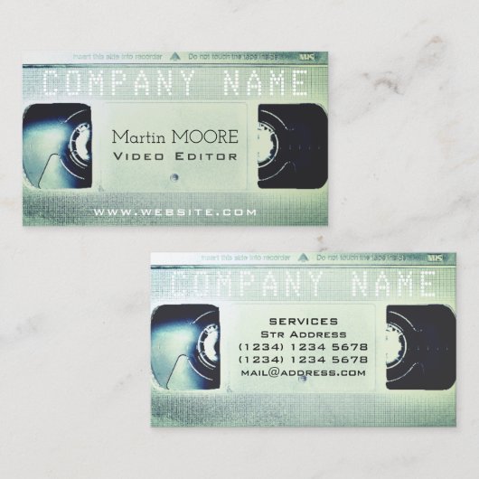 明るいライトvhsカセットレトロカバー 名刺 (正面/裏面)