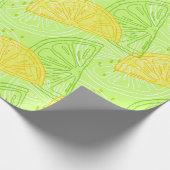 明るいライムグリーンの柑橘類レモンパターン ラッピングペーパー (角)