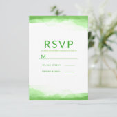 明るいライムグリーンの水彩モダンウェディングRSVP 出欠カード (スタンド正面)