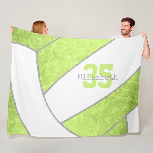 明るいライムグリーンバレーボール女子名前をカスタムする フリースブランケット (インサイチュ)