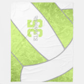 明るいライムグリーンバレーボール女子名前をカスタムする フリースブランケット (正面)