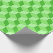 明るいライムグリーン幾何キューブパターン ラッピングペーパー (角)