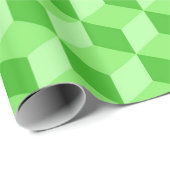 明るいライムグリーン幾何キューブパターン ラッピングペーパー (ロールコーナー)