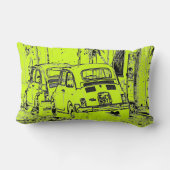 明るいライムグリーン都市漫画漫画の車 ランバークッション (裏面)