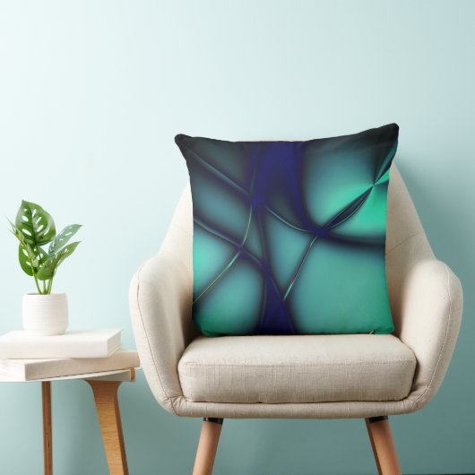 明るいラインの下の燃えたミントシアンはコードのように見える クッション (椅子)