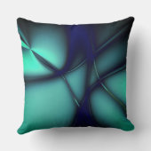 明るいラインの下の燃えたミントシアンはコードのように見える クッション (裏面)