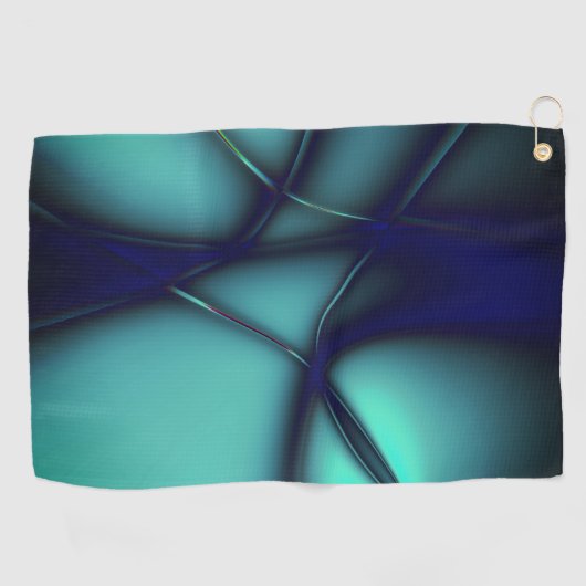 明るいラインの下の燃えたミントシアンはコードのように見える ゴルフタオル (横)