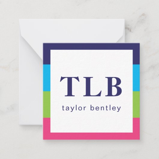 明るいラグビーストライプズのギフトエンクロージャカード ノートカード (正面)