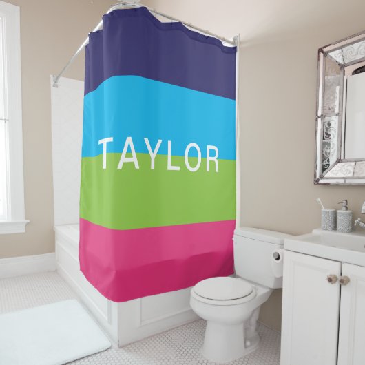 明るいラグビーストライプズパーソナライズされたシャワーカーテン シャワーカーテン (インサイチュ)