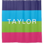 明るいラグビーストライプズパーソナライズされたシャワーカーテン シャワーカーテン (正面)